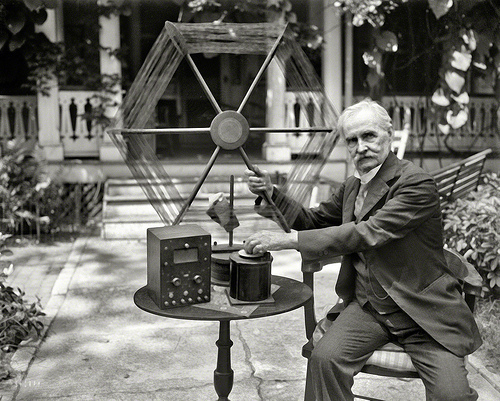 Radio apparatus and unidentified operator circa 1930